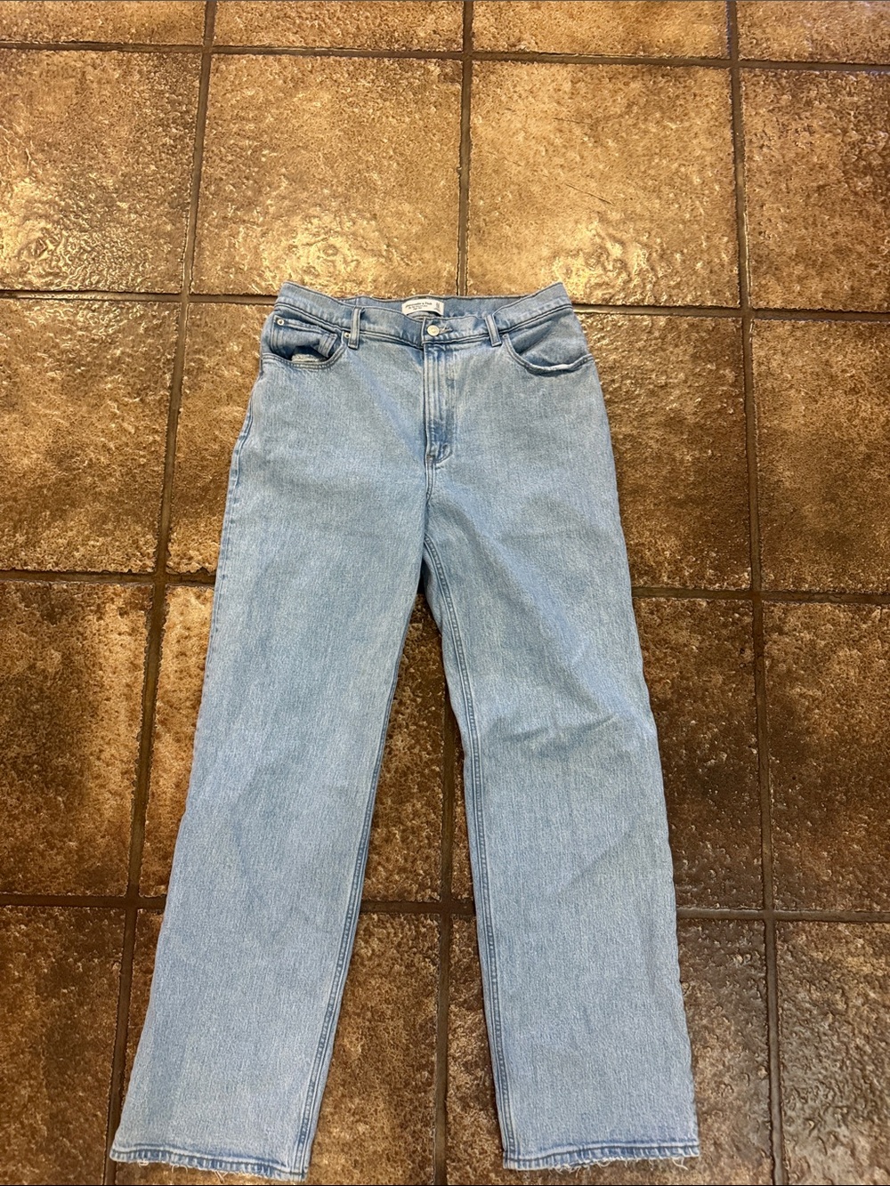 Abercrombie and fitch Light Blue Women's High-Rise Straight Jeans
